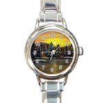 Cabin In The Woods 207kb  Aceo Round Italian Charm Watch