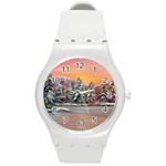 Jane s Winter Sunset by Ave Hurley - Round Plastic Sport Watch Medium