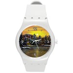 Cabin in the Woods by Ave Hurley - Round Plastic Sport Watch Medium