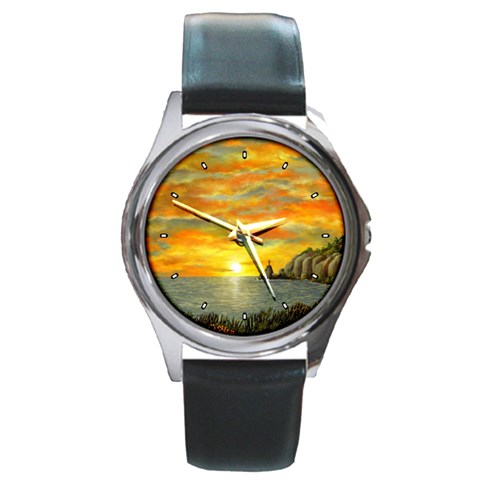 Sunset Of Hope  Round Metal Watch from ArtsNow.com Front