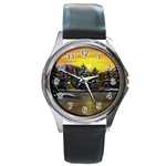 Cabin In The Woods 207kb  Aceo Round Metal Watch