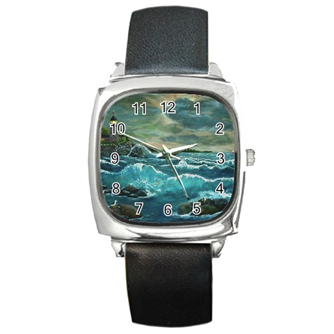 Ah 001 134 Ave Hurley   Hobsons  Lighthouse Square Metal Watch from ArtsNow.com Front