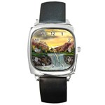 Brenton s Waterfalls by Ave Hurley - Square Metal Watch