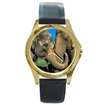 Elephants Round Gold Metal Watch