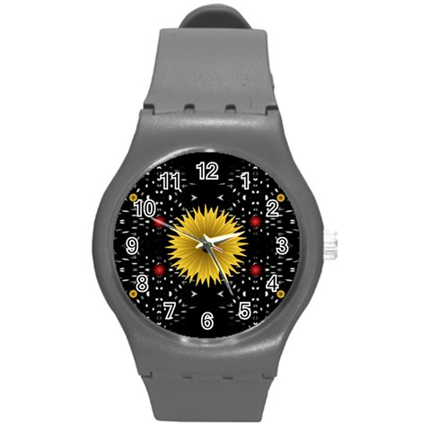 Simple Nature Round Plastic Sport Watch Medium from ArtsNow.com Front