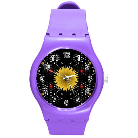 Simple Nature Round Plastic Sport Watch Medium from ArtsNow.com Front