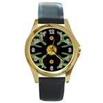 Dandelion Love Round Gold Metal Watch