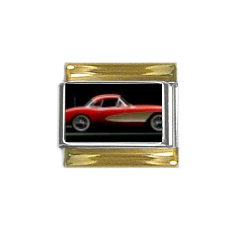 red corvette Gold Trim Italian Charm (9mm) from ArtsNow.com Front