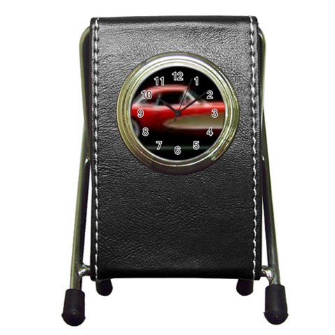 red corvette Pen Holder Desk Clock from ArtsNow.com Front