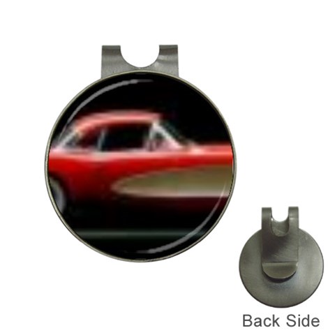 red corvette Golf Ball Marker Hat Clip from ArtsNow.com Front
