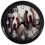 basset hounds two Wall Clock (Black)