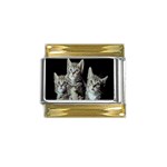 Kitten trio Gold Trim Italian Charm (9mm)