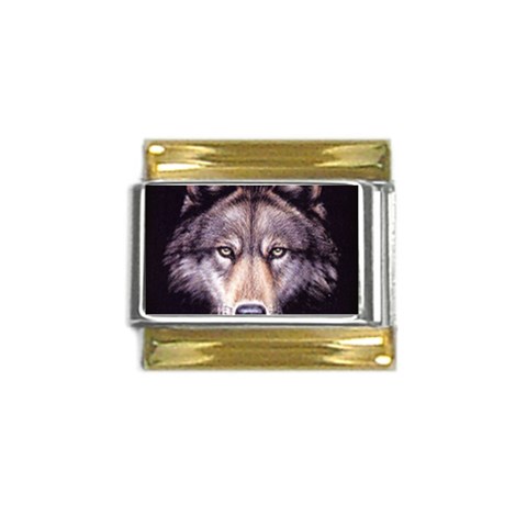 wolf Gold Trim Italian Charm (9mm) from ArtsNow.com Front