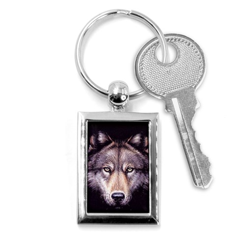 wolf Key Chain (Rectangle) from ArtsNow.com Front