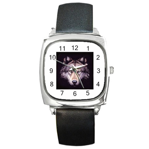 wolf Square Metal Watch from ArtsNow.com Front