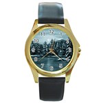 Winter Moon -  Ave Hurley   Round Gold Metal Watch