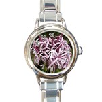 purple flowers Round Italian Charm Watch