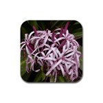 purple flowers Rubber Square Coaster (4 pack)