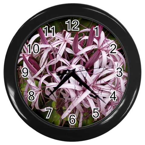 purple flowers Wall Clock (Black) from ArtsNow.com Front