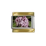 purple flowers Gold Trim Italian Charm (9mm)