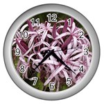 purple flowers Wall Clock (Silver)