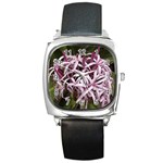 purple flowers Square Metal Watch