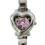 purple flowers Heart Italian Charm Watch