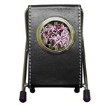 purple flowers Pen Holder Desk Clock