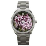 purple flowers Sport Metal Watch