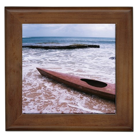 kayak in ocean Framed Tile from ArtsNow.com Front