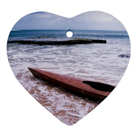 kayak in ocean Ornament (Heart) from ArtsNow.com Front
