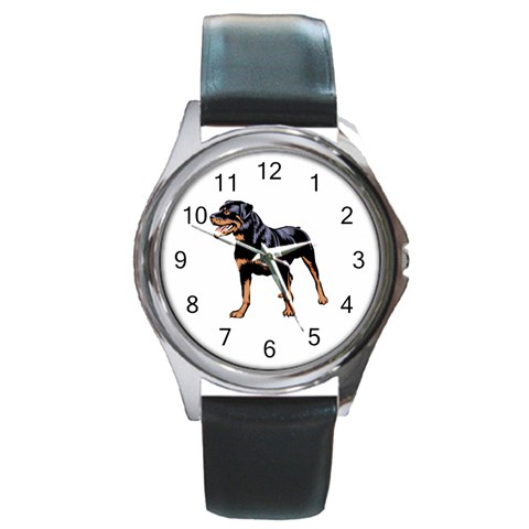 Rottweiler  Round Metal Watch from ArtsNow.com Front