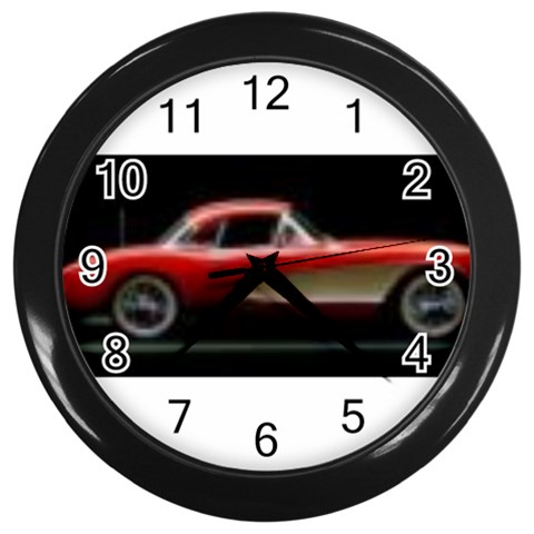 red corvette Wall Clock (Black) from ArtsNow.com Front