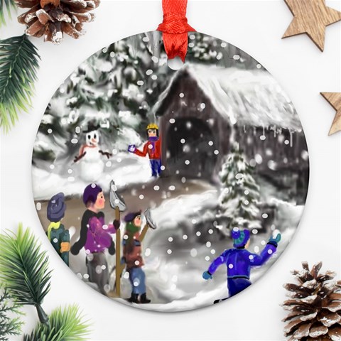 Snowball Fight Ornament (Round) from ArtsNow.com Front