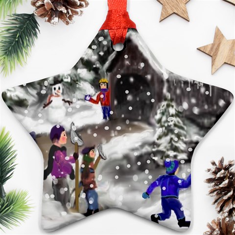 Snowball Fight Star Ornament (Two Sides) from ArtsNow.com Front