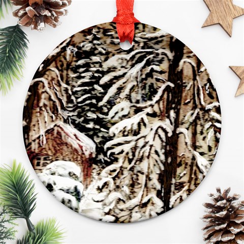 Castle Yard In Winter Ornament (Round) from ArtsNow.com Front