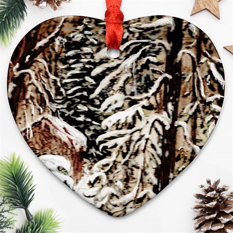 Castle Yard In Winter Ornament (Heart) from ArtsNow.com Front