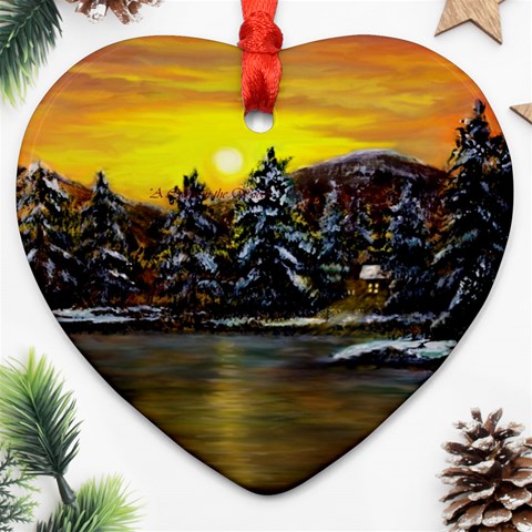 Cabin In The Woods  Ornament (Heart) from ArtsNow.com Front