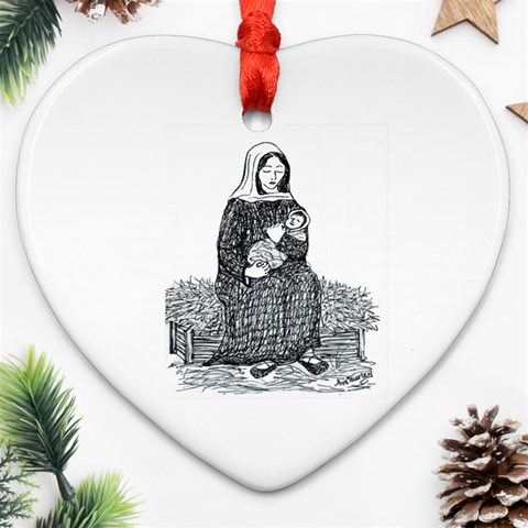 Mary & Jesus Ornament (Heart) from ArtsNow.com Front