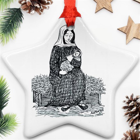 Mary & Jesus Ornament (Star) from ArtsNow.com Front