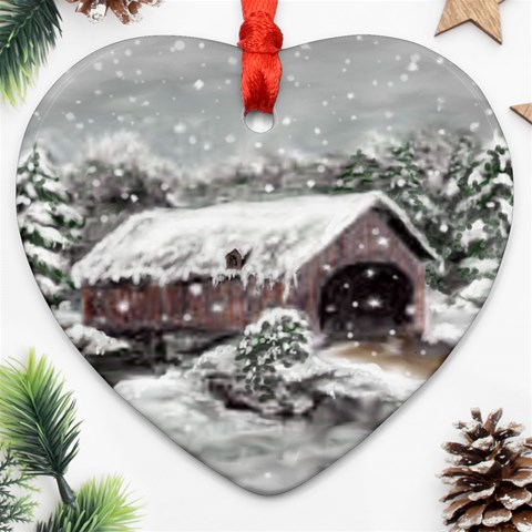 Snowbridge Ornament (Heart) from ArtsNow.com Front