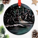 Blue Winter Night Round Ornament (Two Sides)