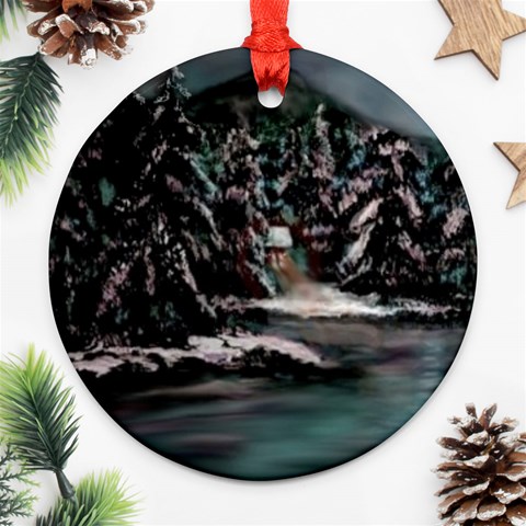 Blue Winter Night Round Ornament (Two Sides) from ArtsNow.com Back