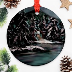 Blue Winter Night Round Ornament (Two Sides) from ArtsNow.com Back