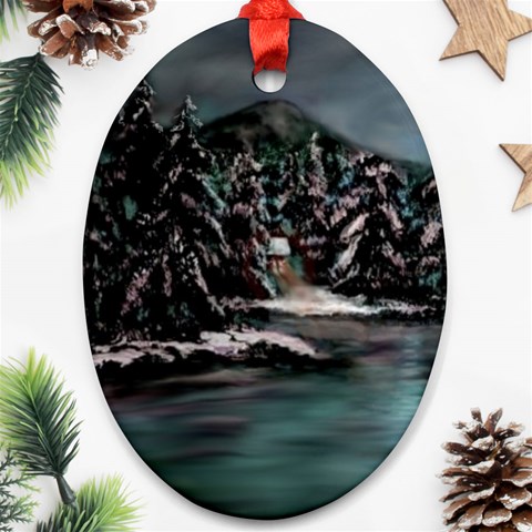 Blue Winter Night Oval Ornament (Two Sides) from ArtsNow.com Front