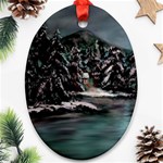 Blue Winter Night Oval Ornament (Two Sides)