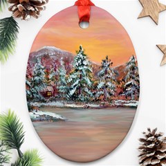 Jane s Winter Sunset 2m Oval Ornament (Two Sides) from ArtsNow.com Back