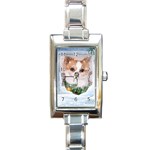 Puppy watching snow Rectangular Italian Charm Watch