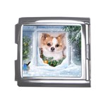 Puppy watching snow Mega Link Italian Charm (18mm)