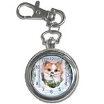 Puppy watching snow Key Chain Watch